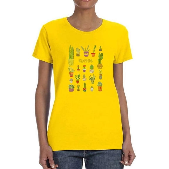 Cactus Collage Stencil Art T-Shirt Women -Image by Shutterstock, Female Medium
