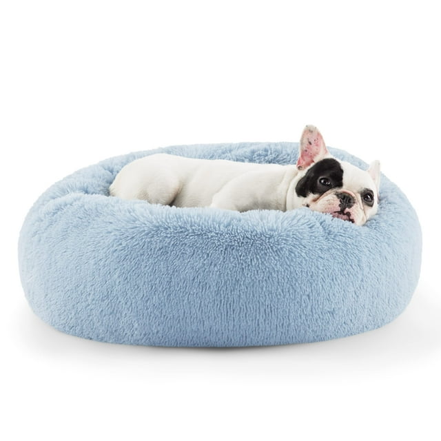 Cama para perros Bedsure Calming Donut, lavable para perros pequeños, color azul