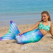 Fin Fun Limited Edition Mermaid Tail for Women, Teen and Adults with Monofin, Adult Small, Watercolor Waves