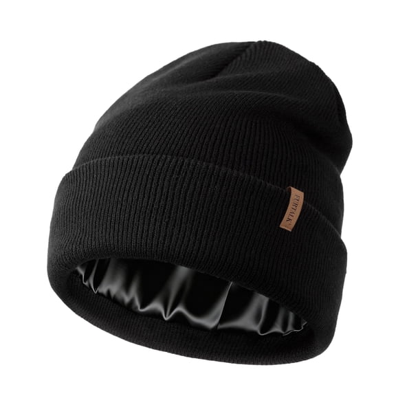 FURTALK Satin Lined Beanie for Women Men Knit Beanie Hat Acrylic Winter Hats Warm Slouchy Skull Cap
