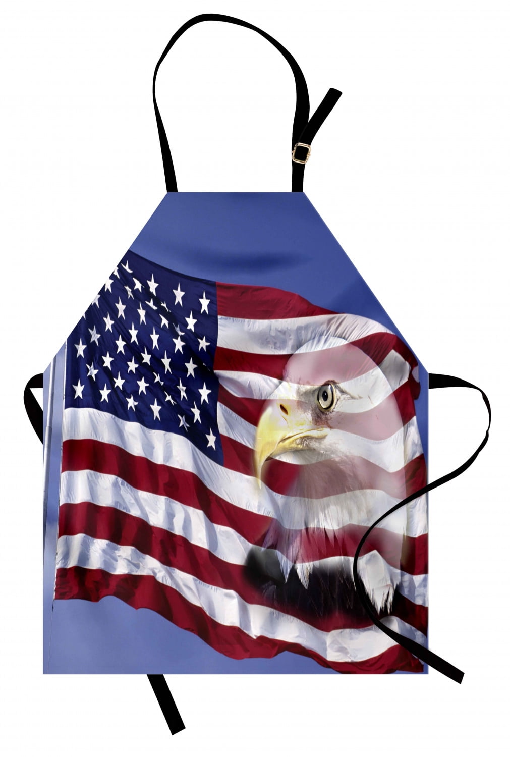 American Flag Apron Bless America Flag in the Wind with Eagle Icon