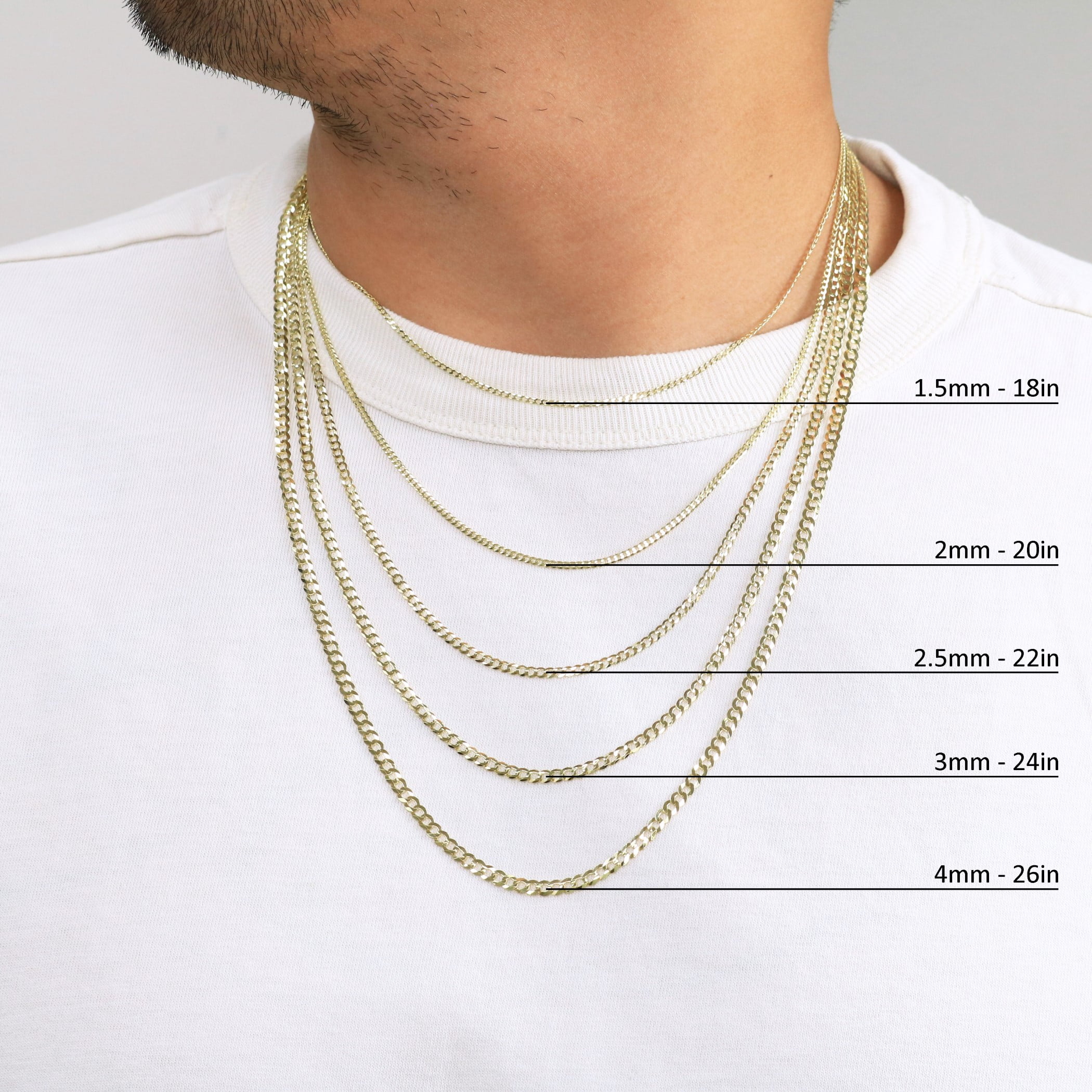 Nuragold 14K Real Yellow Gold Solid Cuban Curb Link Chain Necklace 16"-30" (1.5mm-12mm) Italian Jewelry for Men & Women