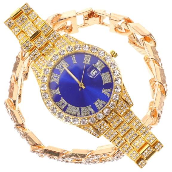 CTIRCHIU Men's Rhinestone Watch with Metal Strap, Stylish and Wristwatch for Daily Wear and Casual Outfits