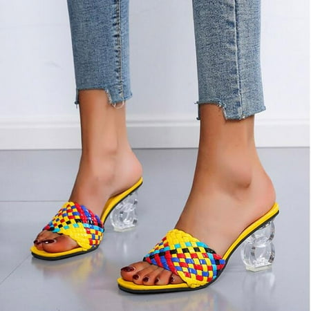 

KKCXFJX slippers for women Belt With Crystal And Sandals For Women With High-heeled Slippers Gift
