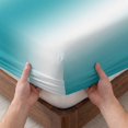 thumbnail image 3 of Full Size Fitted Sheet Set - Turquoise White Ombre 3 Piece Bedding Sets 16" Deep Pocket Fitted Sheet with 2 Pillowcases Abstract Art Modern Teal Gradient Brushed Microfiber Hotel Luxury Bed Sheets, 3 of 9