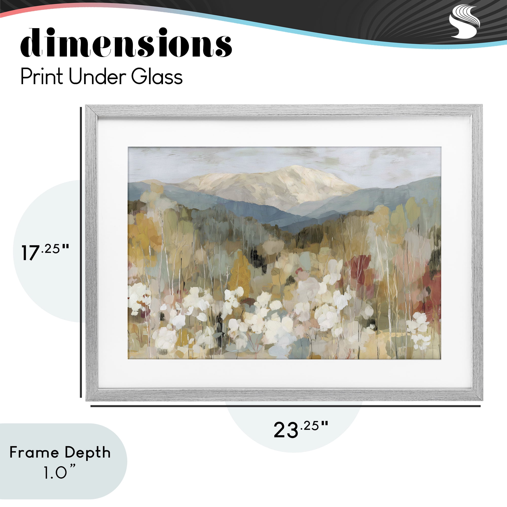 Stupell Industries Autumn Mountain Meadow Gray Framed Print Under Glass, design by Chromatic Storm Studio