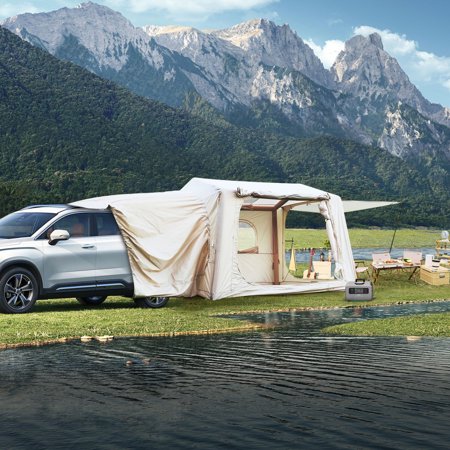 Inflatable SUV Tent for Camping with Quick Setup, Waterproof Air Shelter for 4-6 Person Glamping, Fits Car Tailgate or Stands Alone for Family Outdoor Use