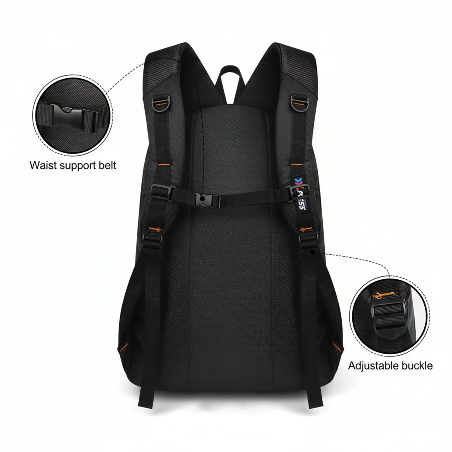 Extra Large Travel Backpack with Laptop Pocket,35L Lightweight Travel Work College School Bag for Men and Women,Black,06512