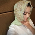 thumbnail image 4 of QJUHUNG Women Bead Decor Islam Muslim Ramadan Hijab Wrap Shawl Scarf Accessory, 4 of 8