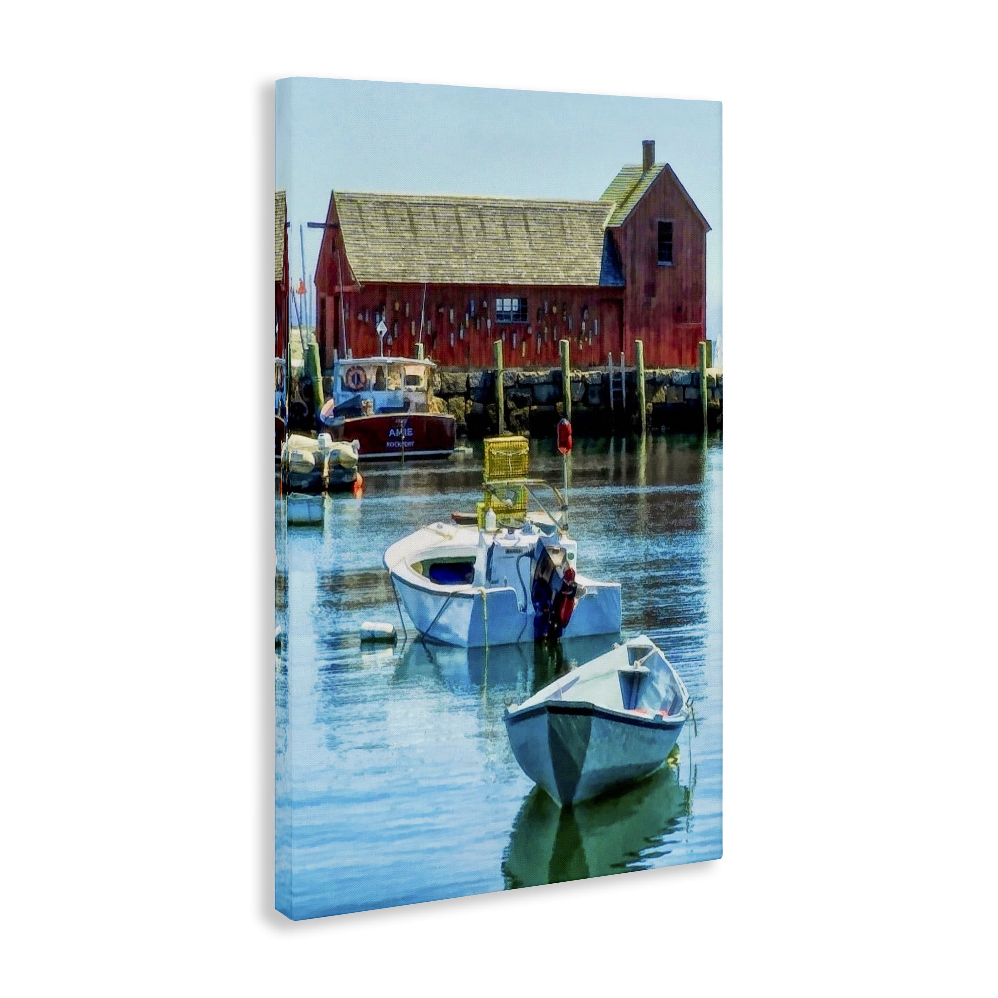 Stupell Industries Tranquil Boat Harbor Landscape & Nature Painting Wrapped Canvas Art Print Wall Art, 20 x 30