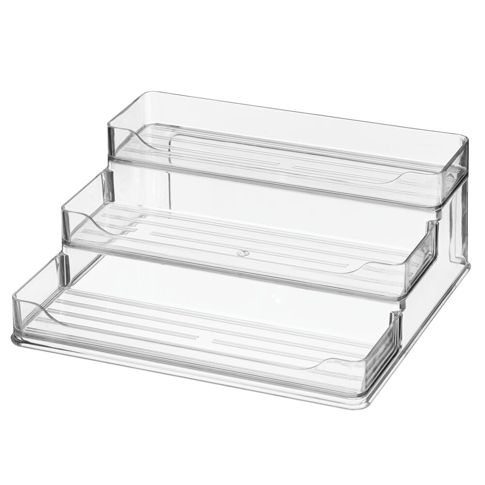mDesign Plastic Corner 3 Tier Spice Rack White/Gray Kitchen Food Storage Caddy 