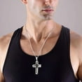 thumbnail image 2 of Men's Cross Necklace 316L Stainless Steel Large Jesus Christ Pendant Jewelry Rolo Chain for 24'', 2 of 9