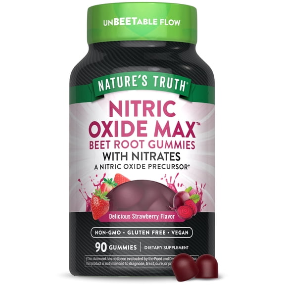 Nitric Oxide Beet Root | 90 Gummies | with Nitrates | for Men and Women | by Nature's Truth