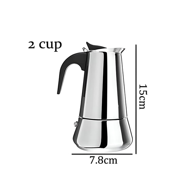 HIBIBUD Stainless Steel Stovetop Espresso Maker 6-Cup Moka Pot,Percolator for Rich Coffee Brewing Sturdy Heat-Resistant Design for Home Kitchen,Kitchen Appliance,Moka Coffee Maker,2 Cup,1Pc