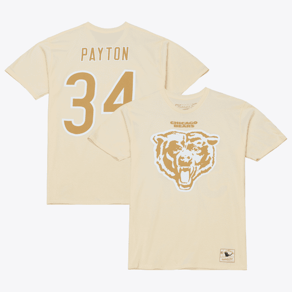 Men's Mitchell & Ness Walter Payton Cream Chicago Bears Sandman Name & Number T-Shirt
