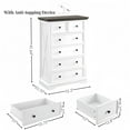 thumbnail image 2 of 6 Drawer Dresser Modern Wide Chest of Drawers with Metal Square Handles Wooden Tall Dresser with Spacious Tabletop Closet Storage Organizer Unit Storage Tower for Living Room Hallway, White, 2 of 7