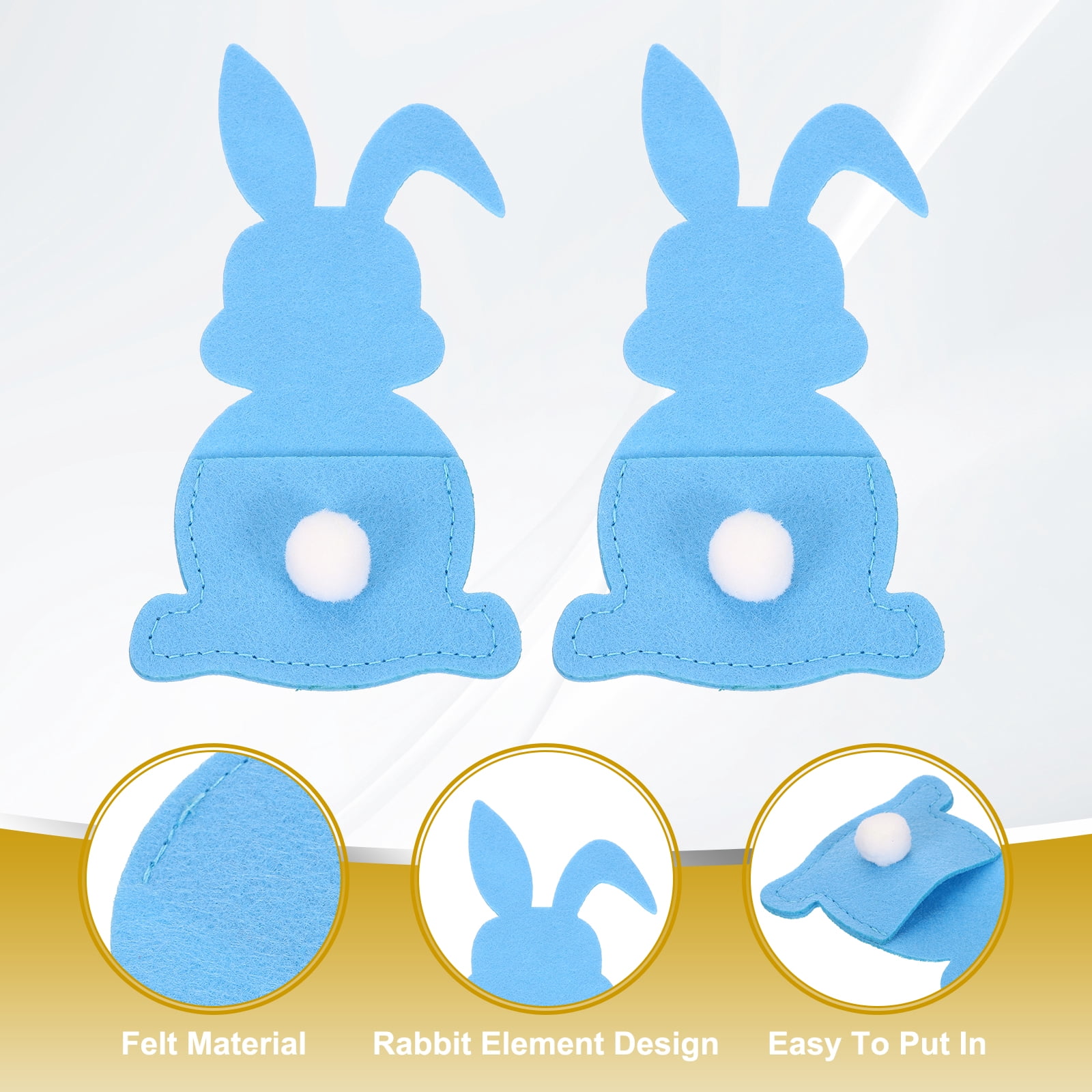 Uxcell 36Pcs Easter Bunny Utensil Cutlery Holder, 5.9x3.2" Felt Easter Cutlery Holders Cutlery Sleeve for Knife Forks Settings Tableware Decoration Wedding Birthday Party, Blue