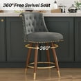 thumbnail image 7 of HomeZeer 24" Bar Stools Set of 6, Swivel Counter Height Bar Stools with Back and Footrest, Velvet Upholstered Bar stools with Solid Wood Legs, Button Tufted Barstools for Kitchen Island,Grey, 7 of 7