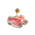 thumbnail image 2 of Cute 3D Flower Crochet Pet Knitted Hat, Ruffled Brim Sun Cap with Adjustable Chin Strap, Lovely Costume Photo Prop for Small Dogs & Cats Daily Birthday Party Wear, 2 of 5