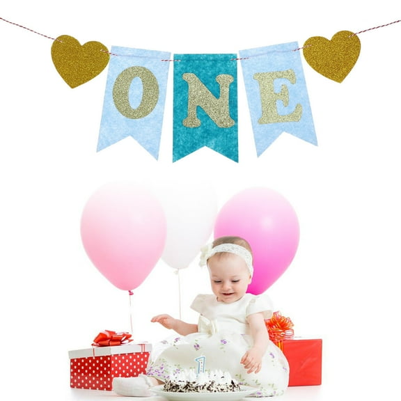 Worgeous  2 M Hanging Decorations First Birthday Banner Baby High Chair Blue 17.50X10.00X0.10CM