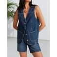 thumbnail image 3 of Denim Vest for Women Casual V Neck Button Down Sleeveless Jean Jacket, 3 of 4