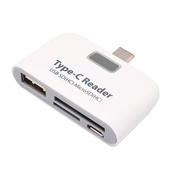 Hemobllo Type Card Reader USB Hub for OTG Devices Compact Design Portable and Lightweight Compatible with Laptops and More White