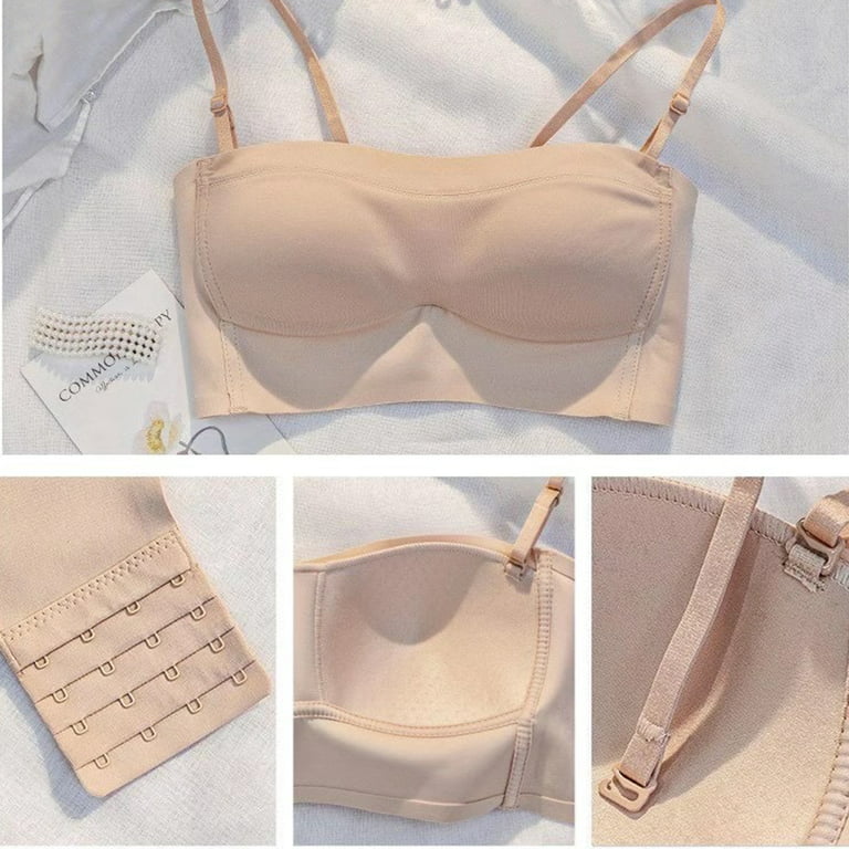 Bra Removable Straps Bra Type Thin Section Without Steel Ring  Anti-exposure(Skin Color,32/70)