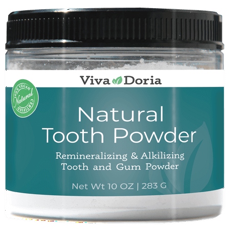 Fluoride Tooth - Viva Doria Natural Fluoride Free Tooth Powder, Refreshes mouth, Freshens Breath, Keeps Teeth and Gum Healthy, Mint Flavor, 10 oz