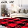 thumbnail image 2 of ODIKA 6'x9' Machine Washable Non-Slip Area Rug, Plaid Christmas Tree with Vintage Truck Duo High Traffic Rug, Red, 651841, 2 of 7