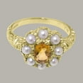 thumbnail image 5 of LBG British Made 10k Yellow Gold Natural Citrine & Cultured Pearl Womens Statement Ring - 33 size options - Size 10, 5 of 8