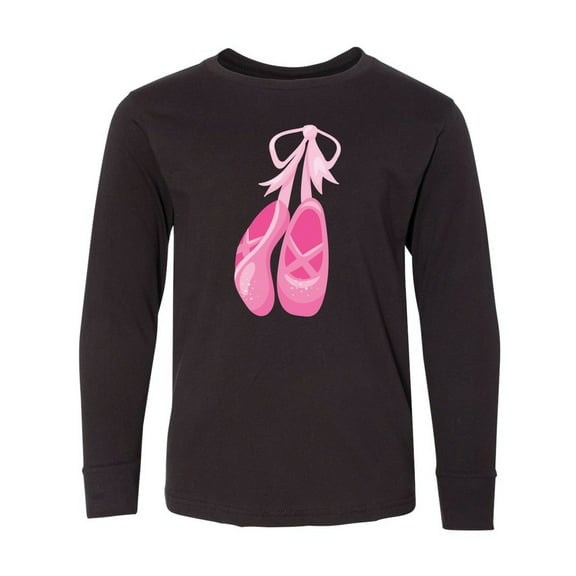 Inktastic Ballet Shoes, Ballet Slippers, Ballet Dance, Pink Long Sleeve Youth T-Shirt