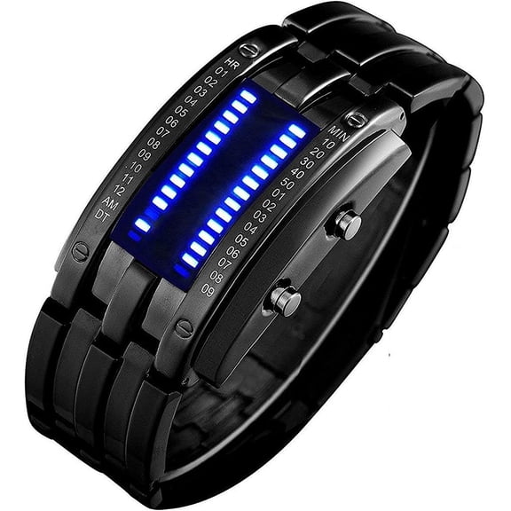 Women's Men's Watches Fashion Novelty Lava Red Blue LED Digital Stainless Steel Black Bracelet Watches