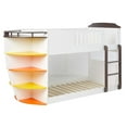 thumbnail image 4 of 100" X 41" X 57" White And Chocolate Twin Over Twin Bunk Bed With Storage Shelf, 4 of 5