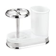 thumbnail image 7 of mDesign Bathroom Toothbrush/Toothpaste Dental Storage Organizer - White/Chrome, 7 of 7