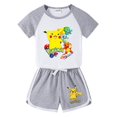 thumbnail image 3 of Camiseta de algodón de Pikachu para niñas y pantalones cortos, conjunto de 2 uds. De ropa de dibujos animados de Pokémon para niños, traje deportivo de la Patrulla Canina para verano, 3 of 5