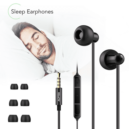 AGPTEK Sleep Earbuds, Ultra-soft Silicone Noise Isolating Headphones Super Comfortable Earplugs with Mic for (Best Headphones To Sleep In)