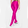 thumbnail image 4 of Women's Solid Color Glossy Yoga Leggings Full Length Fashionable Split Hem Stretch Tight Base Layer Pants for Gym Running Sports and Daily Casual Wear, 4 of 5