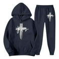 thumbnail image 4 of Aihuaihua Men's Christian 2 Piece Jogging Suit Jesus Cross Sweatsuits Lounge Matching Sets Religious Faith Hoodie Tracksuit Navy XXXL, 4 of 5