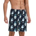 thumbnail image 2 of Vsdgher Short de Pyjama de Noël Imprimé Bleu pour Hommes Bas de Pyjama Léger avec Poches-3TG, 2 of 6
