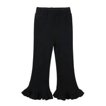 LYMAYTER Baby Girls Flare Pants Toddler Elastic Waist Stretch Trousers Kids Solid Color Yoga Bottoms Pants for 1-10 Years