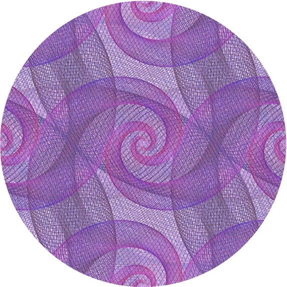 Ahgly Company Indoor Round Patterned Heliotrope Purple Area Rugs, 6' Round
