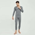 thumbnail image 6 of 2 Pcs/Set Winter Men Thermal Underwear Set V Neck Long Sleeve Warm Thick Plush Seamless Pure Color Slim Fit Elastic Men Pajamas Set Sports Tracksuit Top Pants Set, 6 of 8