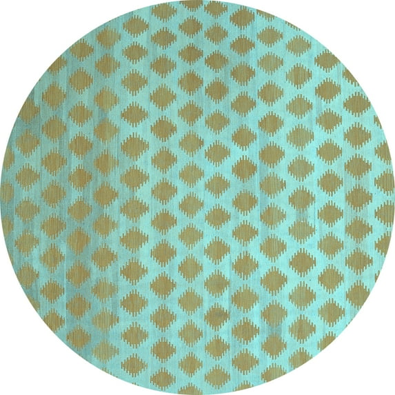 Ahgly Company Indoor Round Abstract Light Blue Contemporary Area Rugs, 5' Round