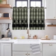 thumbnail image 2 of Sage Green Black Plaid Kitchen Curtains Short 45 Inch Length, Vintage Star Buffalo Check Rustic Grommet Top Bedroom Living Room Curtains, Light Filtering Cafe Curtain Drapes 2 Panels Set 84''x45'', 2 of 9