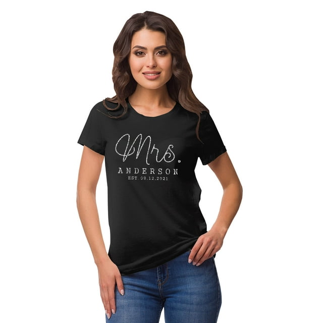 Inkdotpot Personalized Womens Tshirt Top Mrs WeddingAnnouncement Shirt-P5