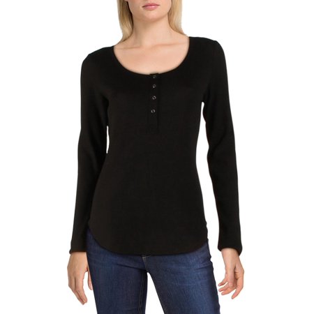 William Rast Womens Juniors Solid Front Snap Top Black S