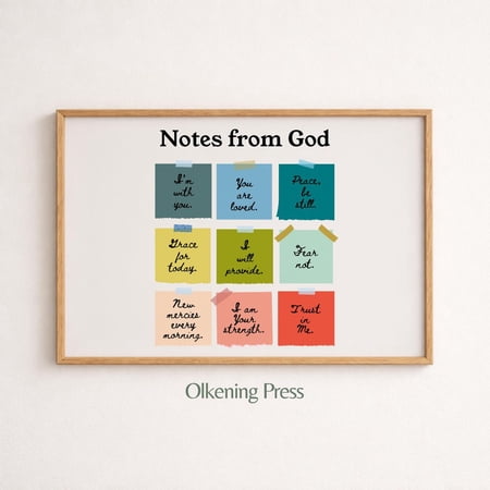 Notes from God - Christian Wall Art Inspirational Print Bible Verse Poster Motivational Home Decor Scripture Download 283