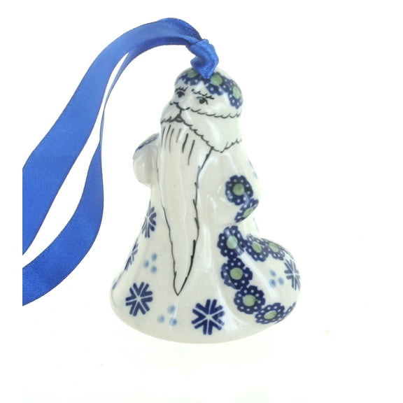 Blue Rose Polish Pottery Festive Fir Father Christmas Ornament