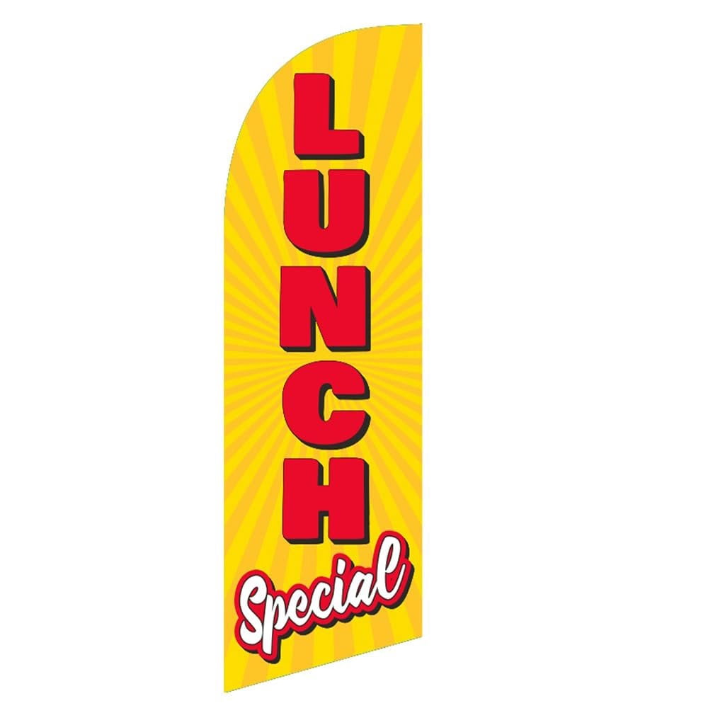 Lunch Special 6ft Swooper Feather Flag for Restaurants Business Advertising outdoor windless Banner with Complete 8FT pole kit and Ground Spike