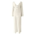 thumbnail image 4 of Women's Crochet Maxi Cover Up Dress, Long Sleeve, V Neck, Sexy Bodycon, Ideal for Beach Swim Vacation, 4 of 5